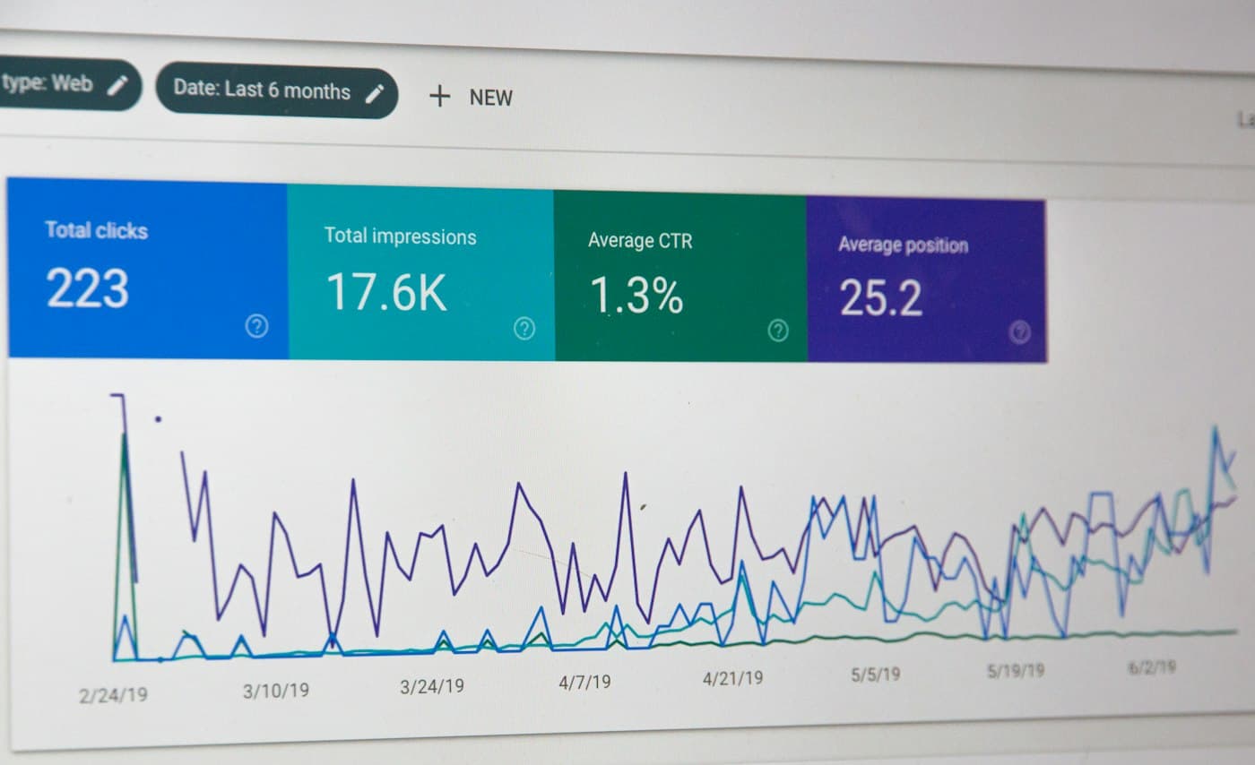 Analytics dashboard on screen